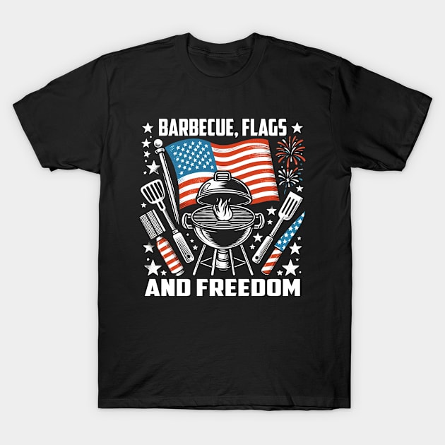 Barbecue, Flags, and Freedom, memorial day T-Shirt by cyryley